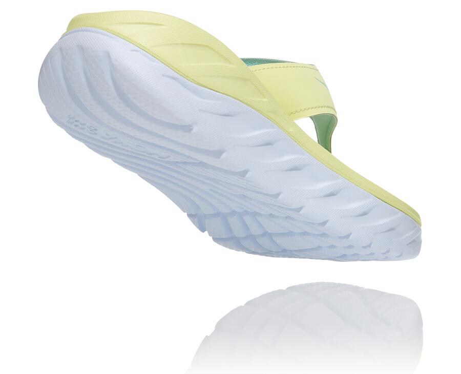 Sandalias Hoka One One Mujer Amarillos/Blancos - Ora Recovery Flip - HSUD03168